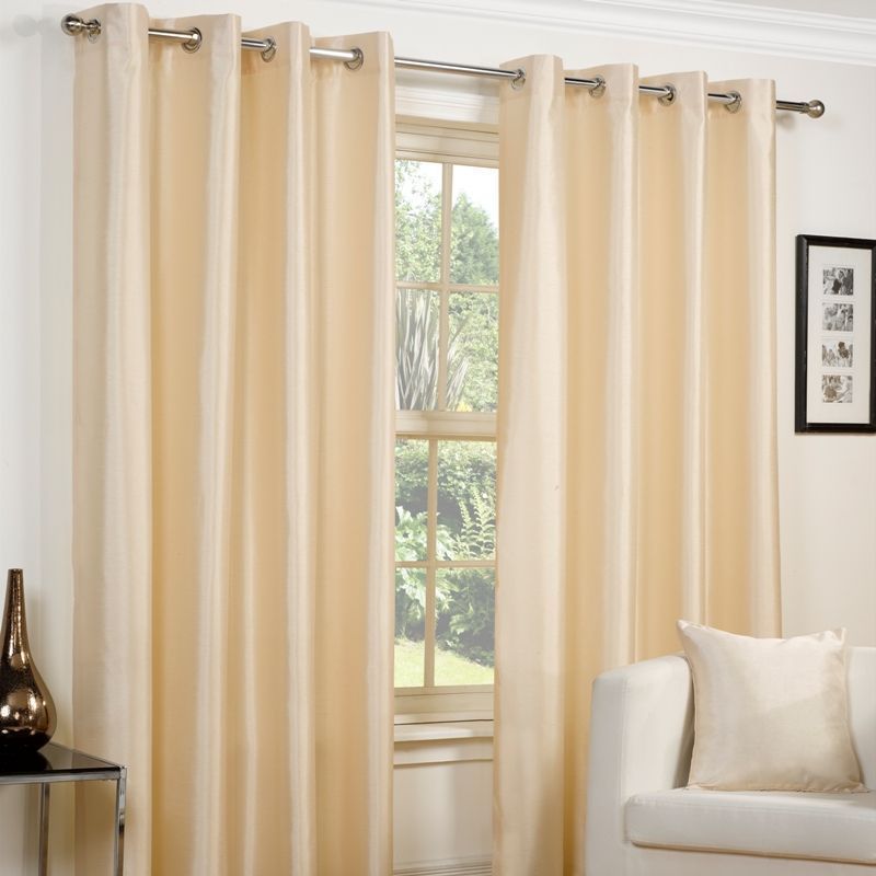 Faux Silk Eyelet Curtains (90" Width x 90" Drop) - Cream